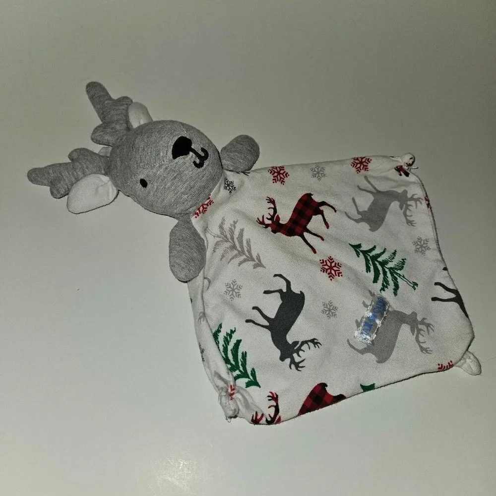 Max & Olivia Gray Reindeer Plush Mini Lovey Baby Toy Trees Snowflakes Winter